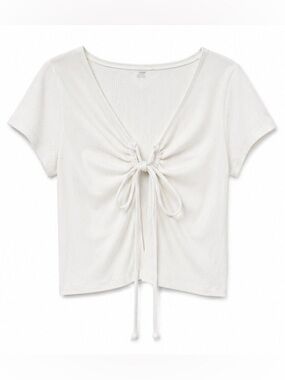 American Eagle White Ribbed Tee
